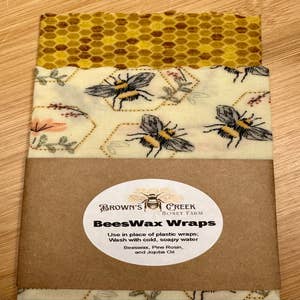 SUPERBEE Beeswax Wrap for Food, Set of 3 Bees Wax Wraps, Reusable