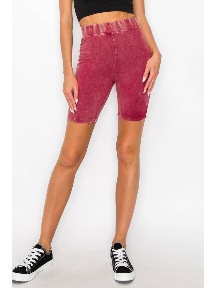 J.Her - Wholesale Shorts - Women's - Mineral Washed Biker shorts HP5038