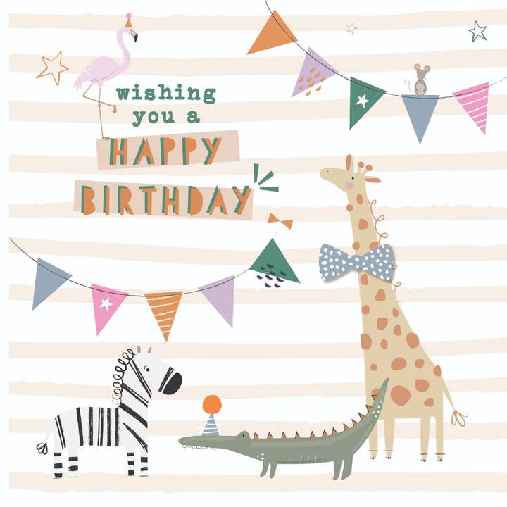 Feliz Cumpleaños, Tarjeta Hecha a Mano - Animales Ilustrados para venta al por mayor de The Handcrafted Card Company