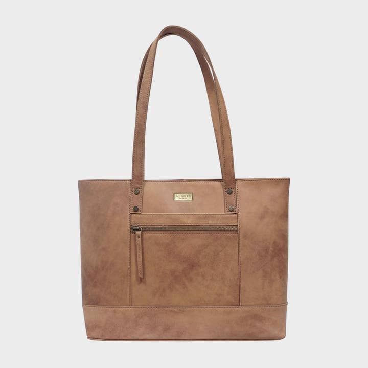 'MILLIE' Tan Walnut Real Leather Designer Tote Work Bag for wholesale by Assots London