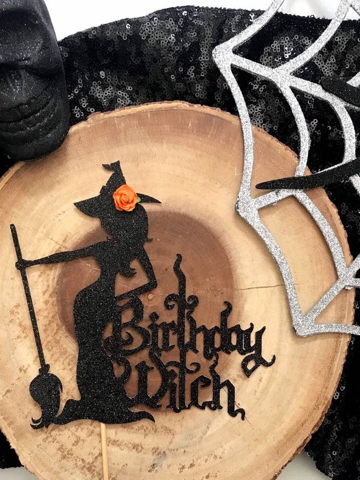 Birthday Witch Cake Topper| Halloween Cake Topper| Happy Birthday Witch| Witch Cake Topper| Birthday Witch Decor| October Birthday for wholesale by The Haus of Holly