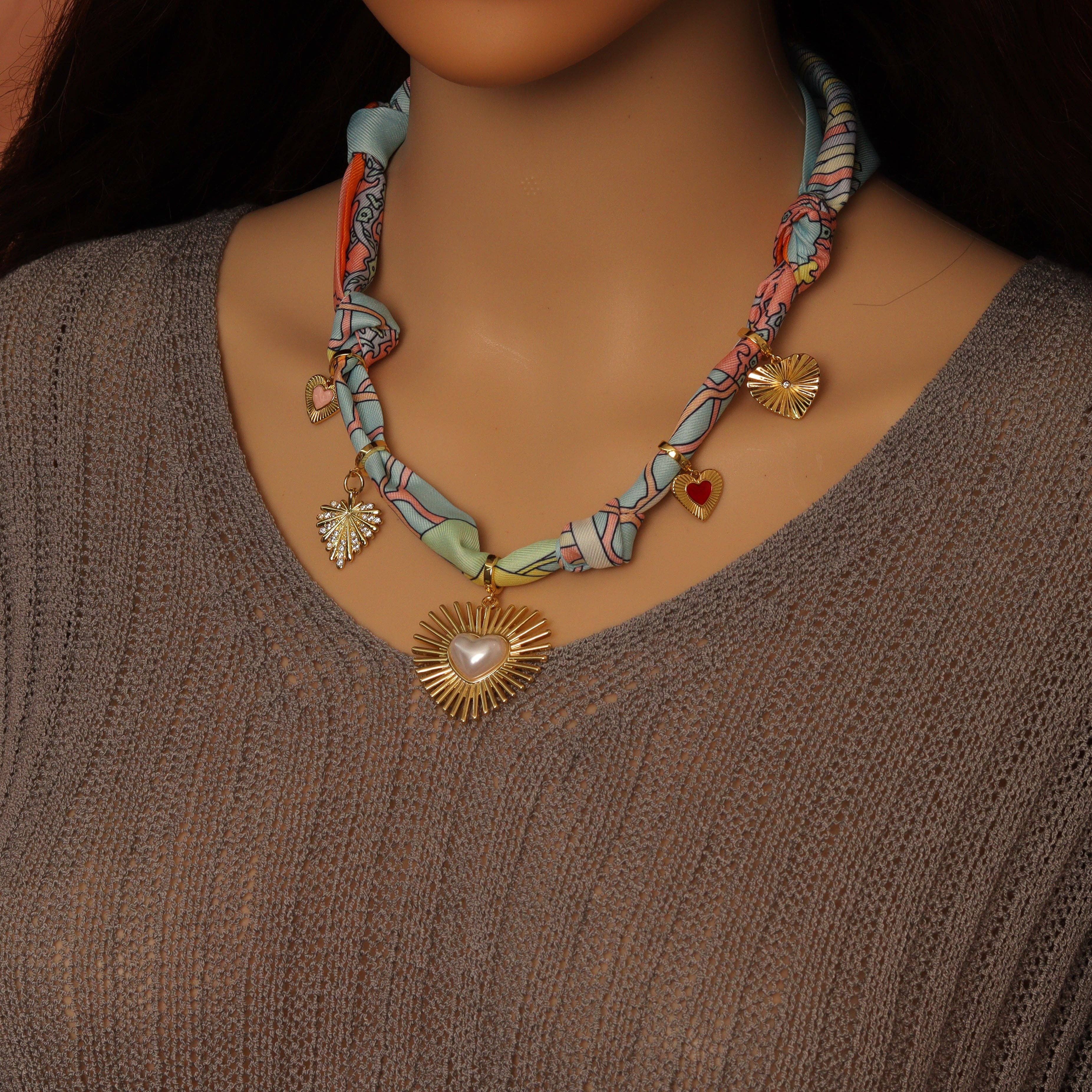 BestBeads&Beyond - Wholesale Pendant/Charm Necklace - Convertible Scarf Necklace, Adjustable Silk Scarf Statement Necklace, sku#EF80619