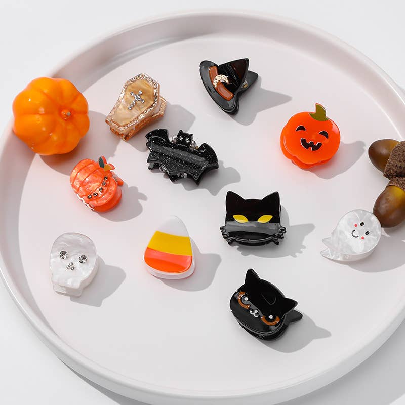 SoapElenGlen – wholesale Hårklämma - Dam – Roliga Halloween-serien Acetat Mini Hårklämmor11