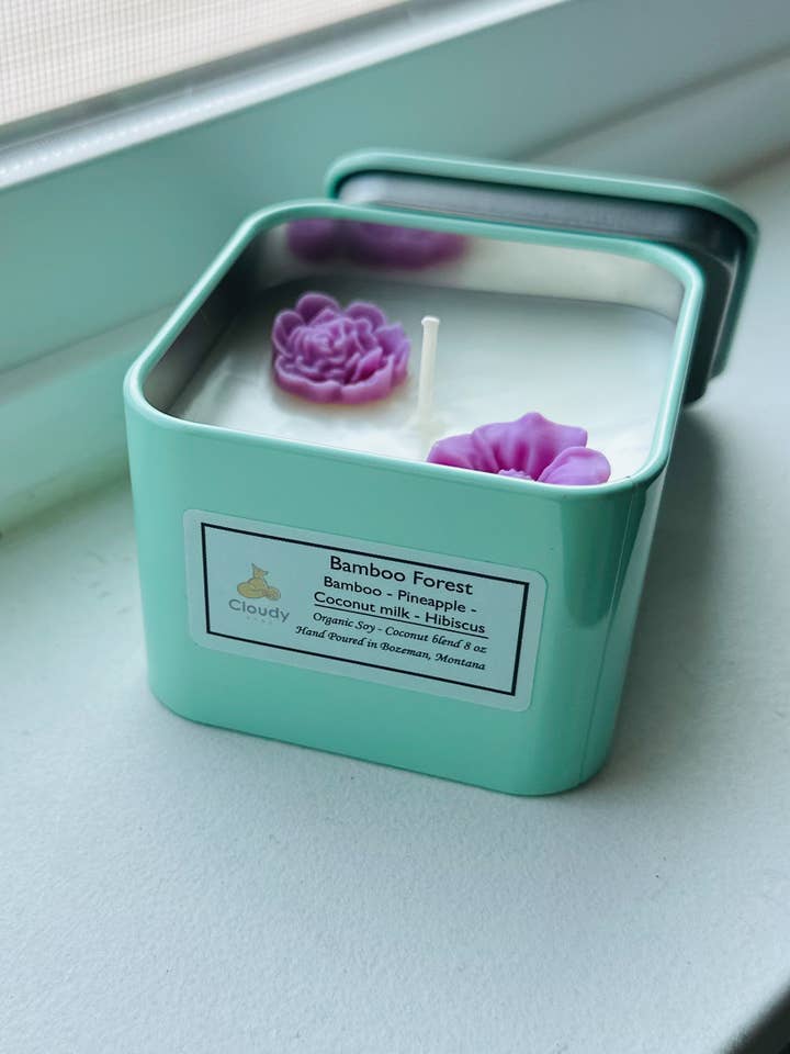 Bamboo Coconut Flower Candle for wholesale by Cloudy Babe