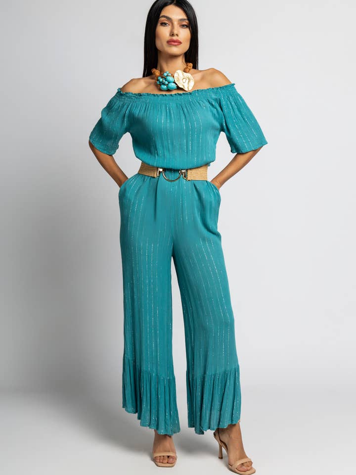 F-395 Lurex Glow Jumpsuit for wholesale by FAME GREECE