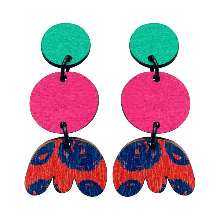 Tulip 3 stykke små træ dingle øreringe for engroshandel hos Scoops Design