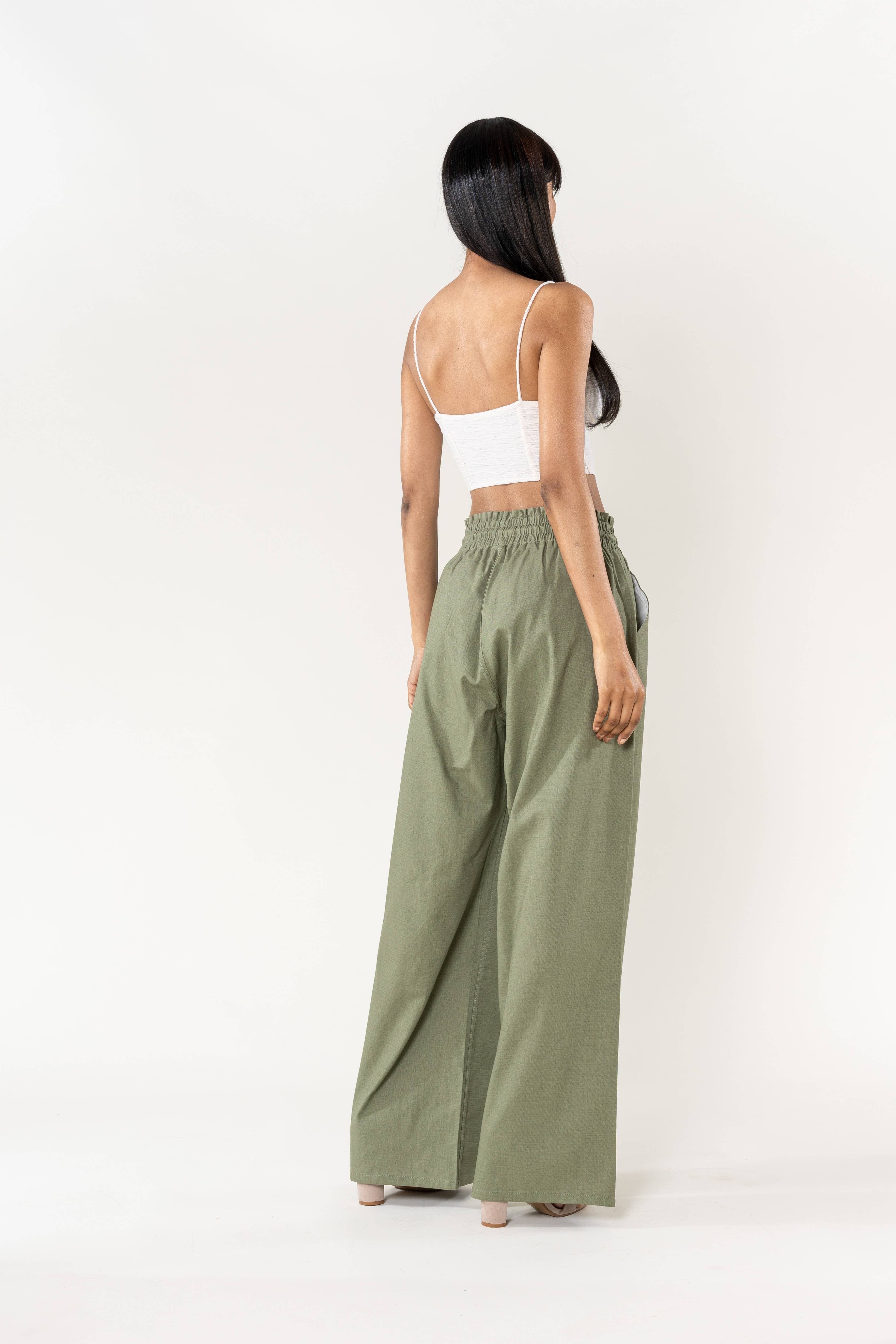 Nina Carter - Wholesale Pants - Women's - Nina Carter linen-style pants with elastic waistband A0016