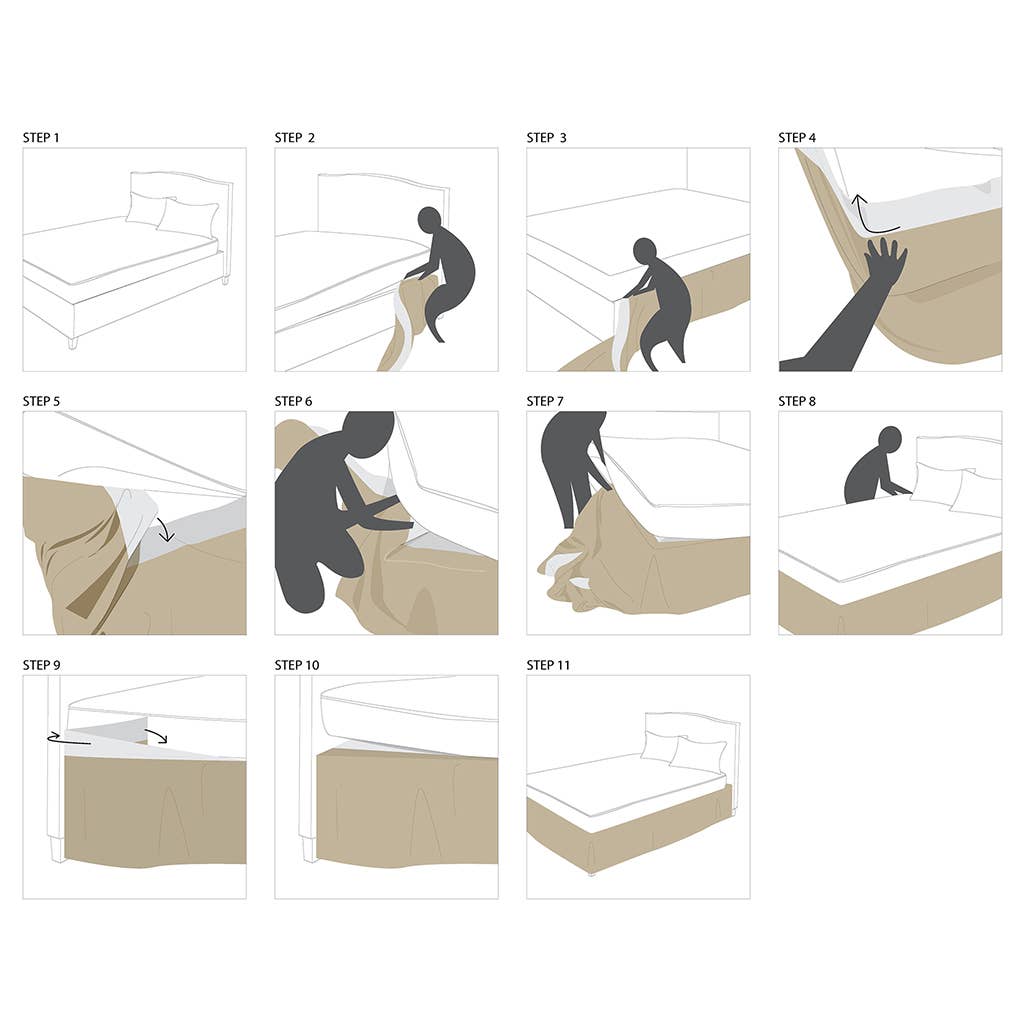 Olliix - Vente Cache-sommiers - Jupe de lit ajustable taille unique, ivoire2