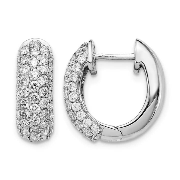 Boucles d'oreilles créoles articulées en or 14 carats avec diamants de laboratoire. pour la vente par Fine Diamond
