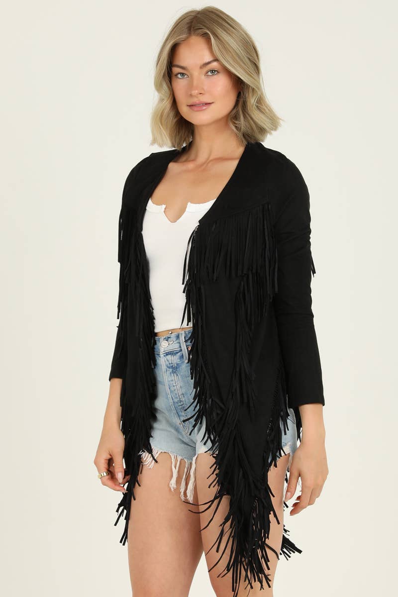 ANGIE - Wholesale Jacket - Women's - SJ598-ASIS FAUX SUEDE FRINGE DETAIL JACKET26