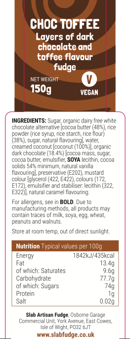 Slab Artisan Fudge – wholesale Fudge – Choc Toffee Fudge Slab - Vegan3