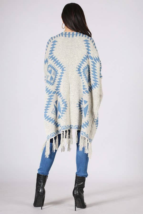 Oceanus Apparel - Vente Cardigan – femme - OUG10622-SP Cardigan en tricot poncho tribal à franges13