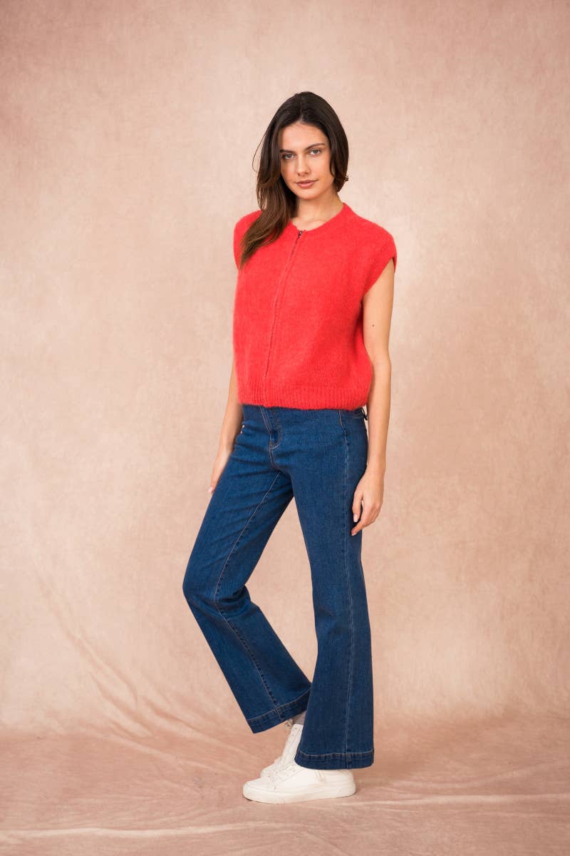 Calie Paris - Vendita all'ingrosso Maglione tricot - Donna - Gilet Senza Maniche con Zip – Misto Mohair4