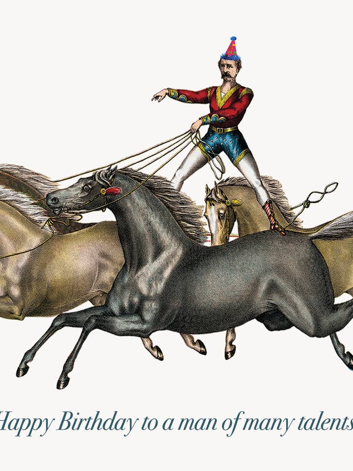 Happy Birthday to a man of many talents 5x7 Greeting Card for wholesale by P. Flynn Design / Phun House