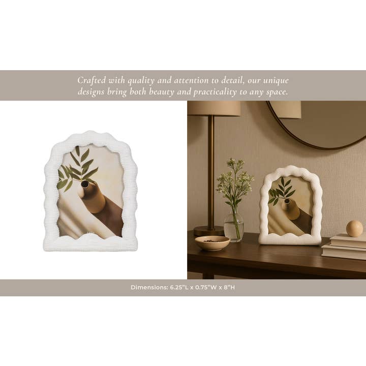 White Photo Frame - Resin with Decorative Wavy Arch for wholesale on Faire21