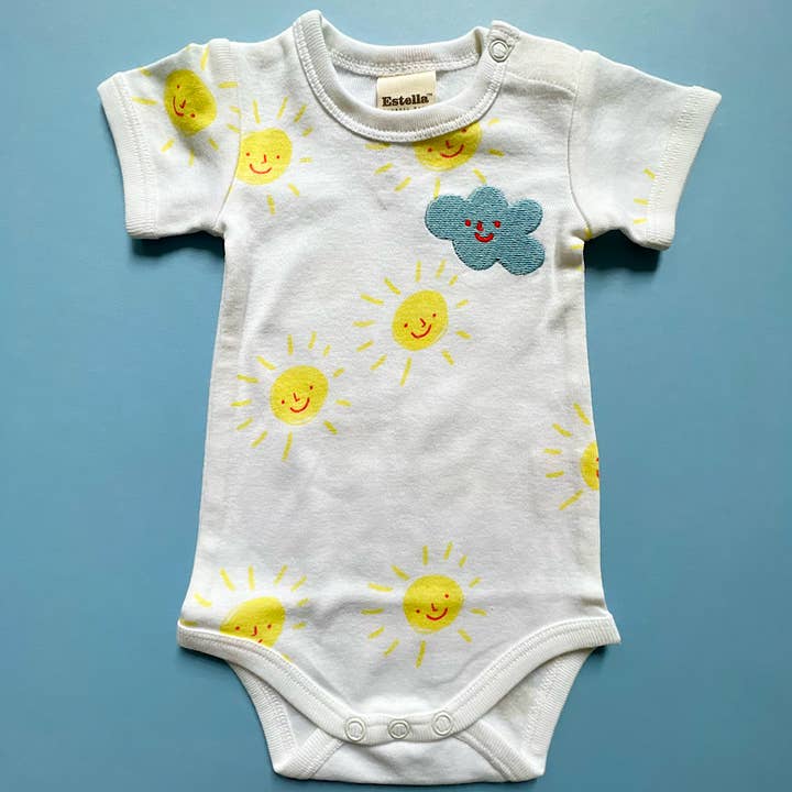 Estella - Wholesale Bodysuit (Non-Footed) - Baby - Organic Baby Onesie with Sun Print: Perfect Baby Clothing | Spring/Summer Organic Clothing