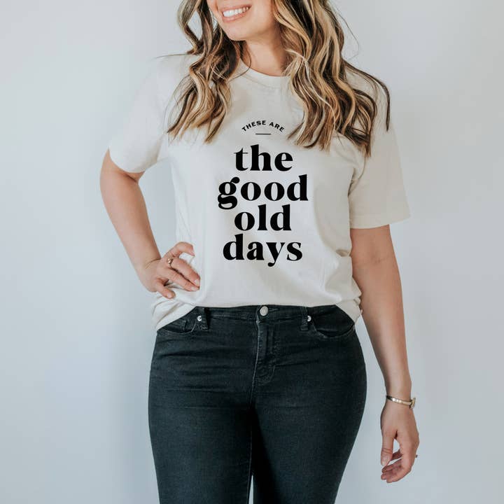 Gladfolk - Wholesale Screen Printed T-Shirt - Women's - Good Old Days Cream Organic Adult Tee