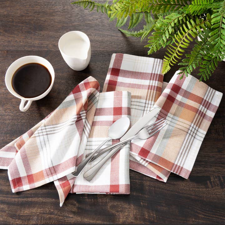 Seneca Plaid Harvest Cotton Napkins, Set of 8 - 17x17 for wholesale by Threadmade Home