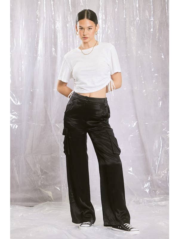 ILLA ILLA - Wholesale Pants - Women's - Satin Cargo Pants6