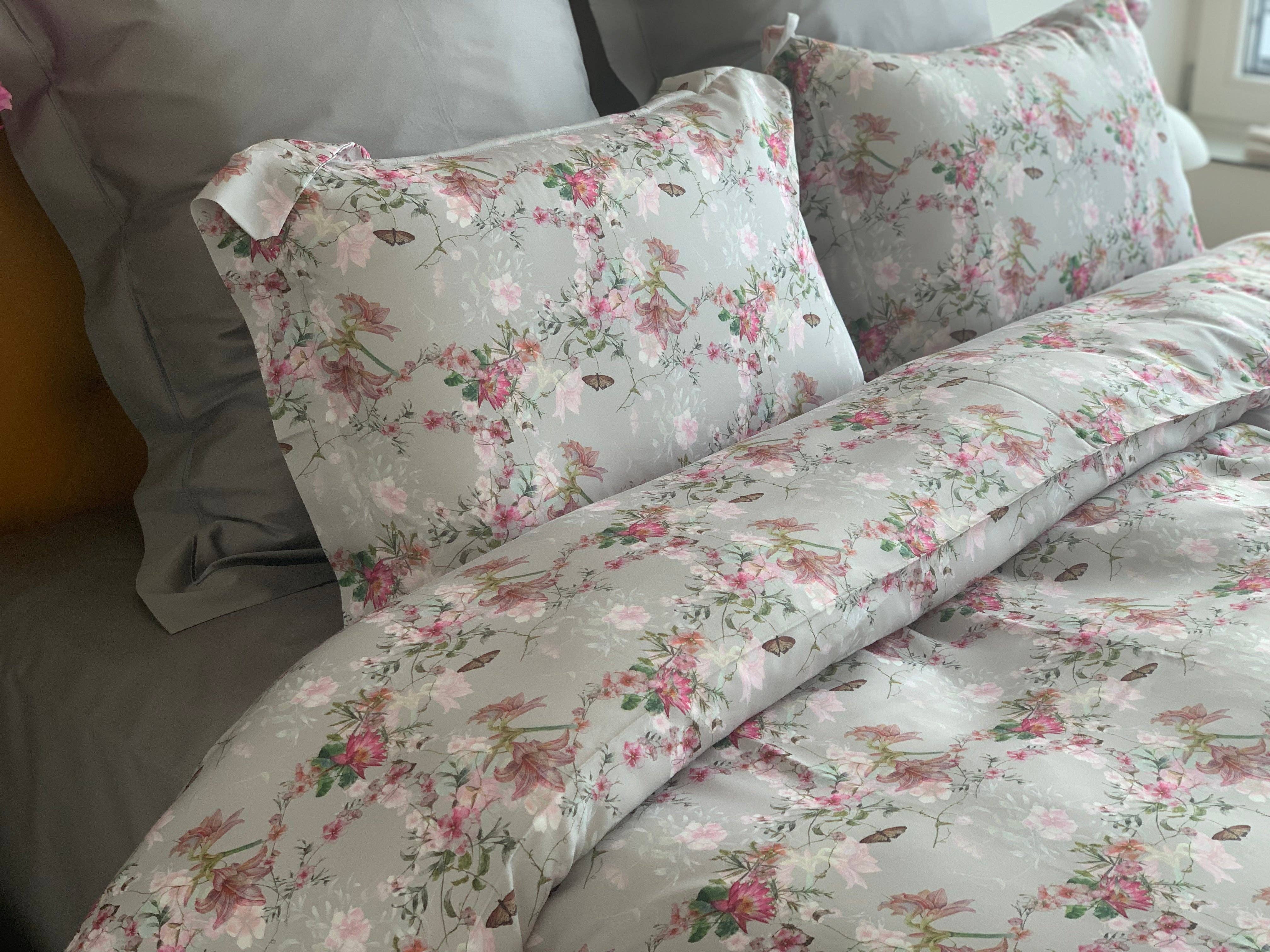 von der Thannen Luxury Bedding - Vente Parure de lit - Parure de lit Monet Argent en satin Lyocell 100 % coton 250 fils0