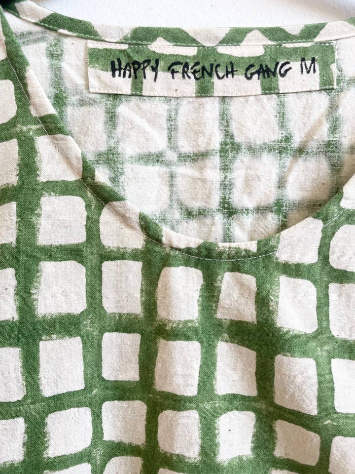 Happy French Gang - Wholesale Blouse - Women's - Zélia Top Green Grid (XS-XXL)