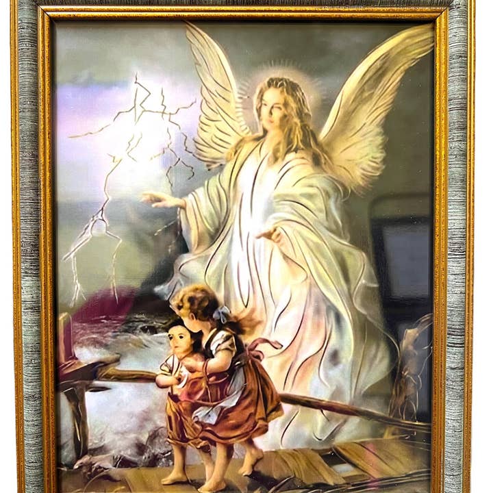 SAN JUDITAS RELIGIOUS ARTICLES - Wholesale Art Print - 8"X10" GUARDIAN ANGEL FRAME / CUADRO DEL ANGEL DE LA GUARDA0