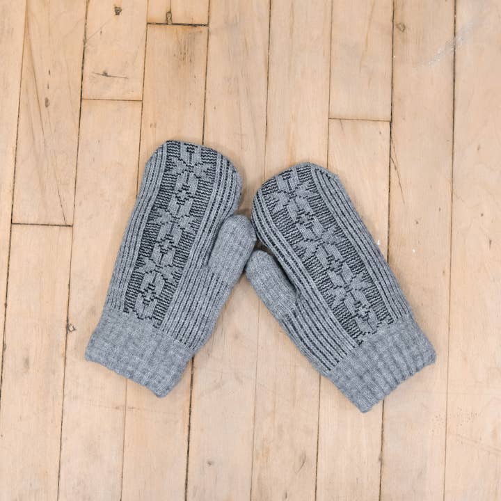 Karma Nepal Crafts - Wholesale Gloves - Unisex - Knitted Snowflake Unisex Winter Fleece Lined Mitten1