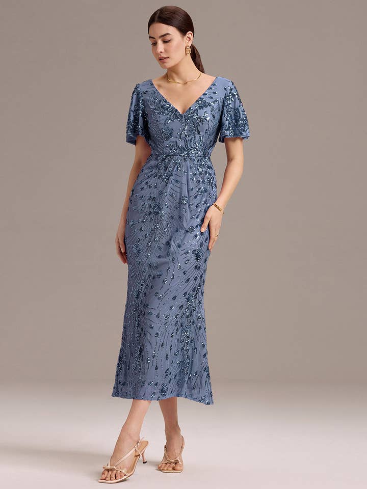 Ever-Pretty - Wholesale Gown - Women's - Strapless Deep Fishtail Paillette Midi Evening Dresses15