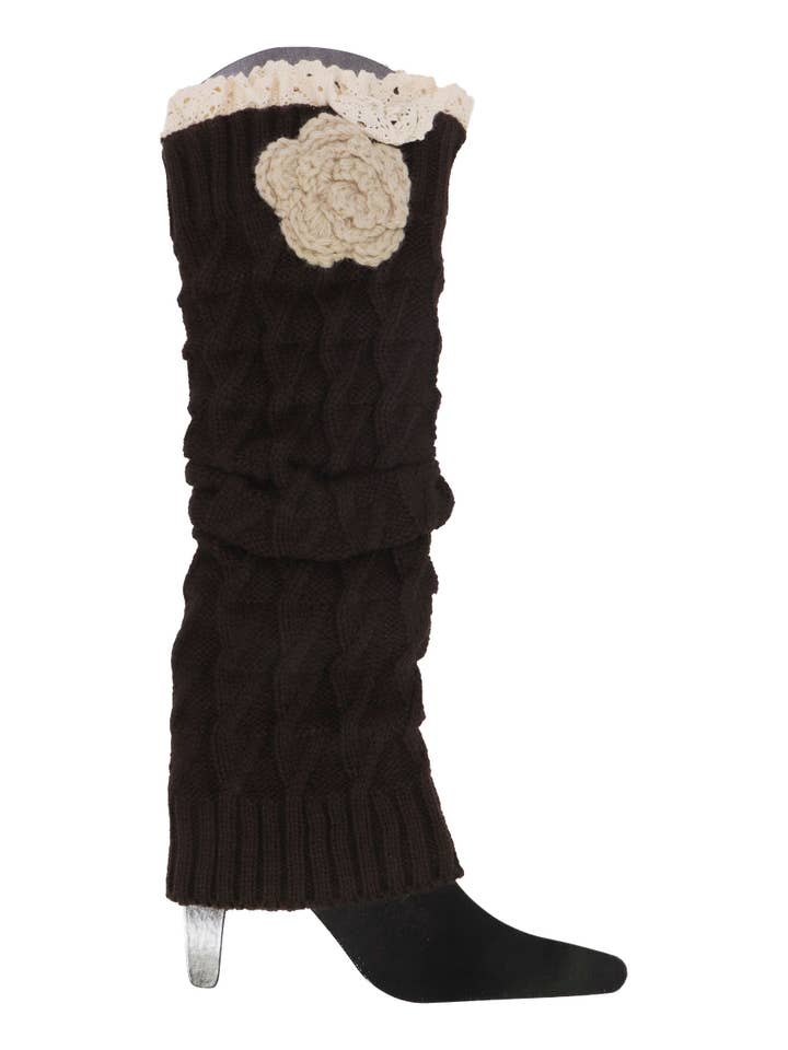 ASSORTED Rosette Flower Lace Cable Knitted Leg Warmers for wholesale on Faire4