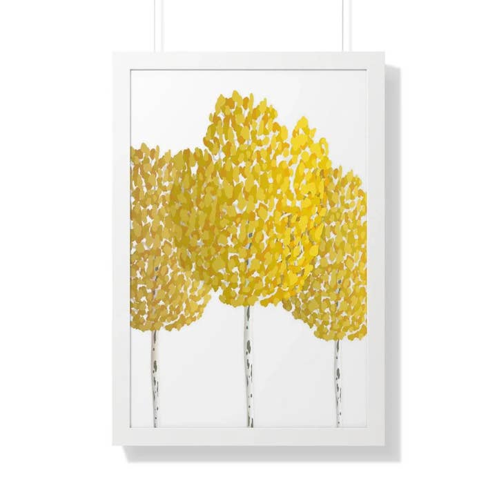 Fall Aspen Framed Print With Matte Finish And Acrylic Cover Frame For Warm Indoor Wall Decor Home Accent for wholesale by The Potted Pixel
