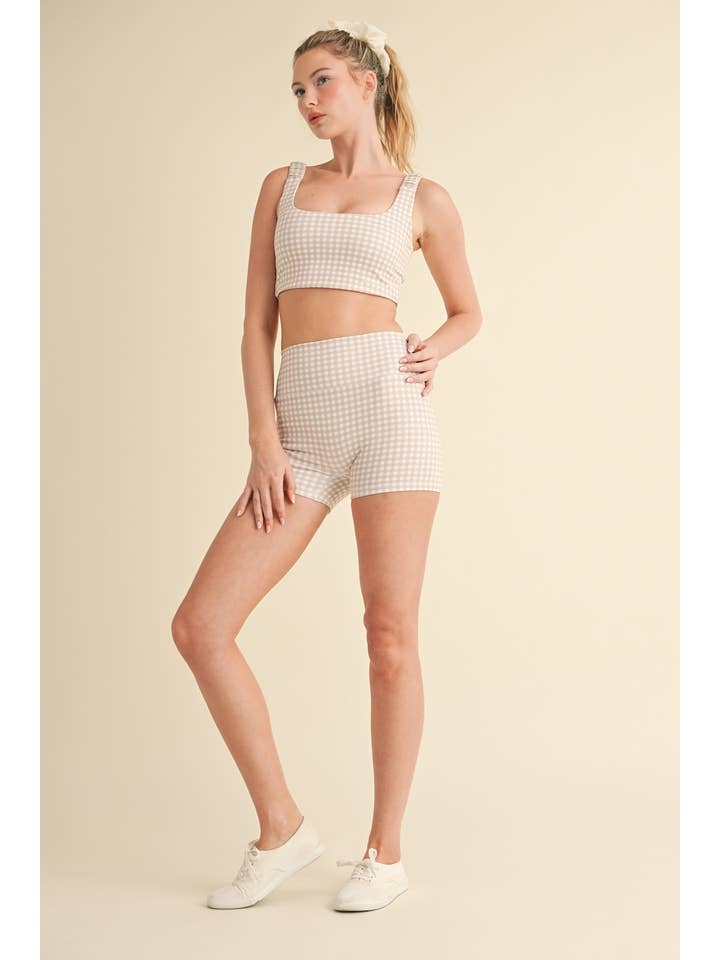 KIMBERLY C - Wholesale Sports Bra - Women's - Gingham Print Ruched Bra Top9