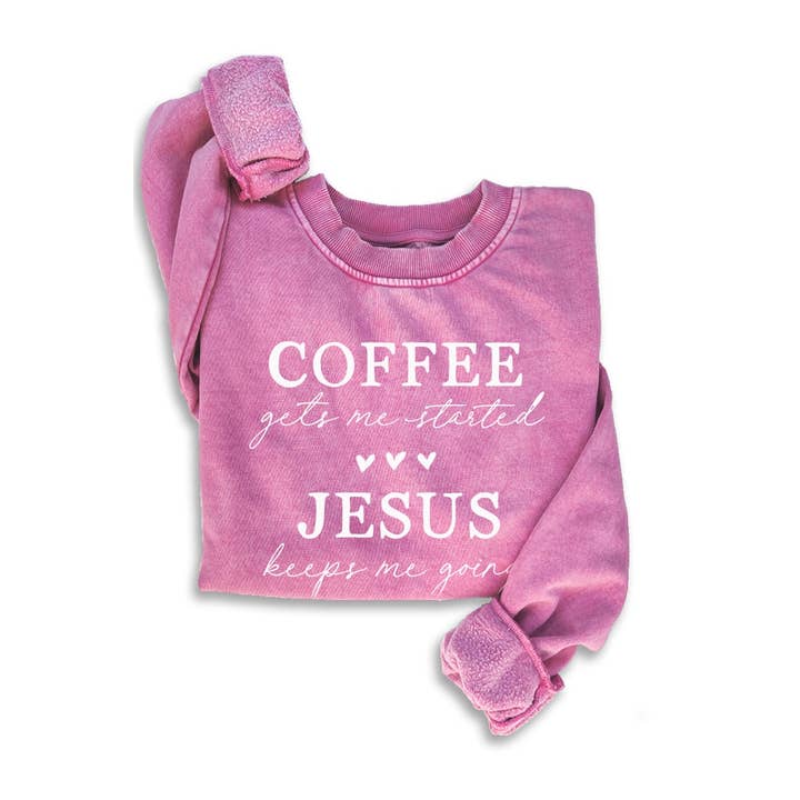 HRTandLUV - Wholesale Graphic Sweatshirt - Women's - COFFEE JESUS MINERAL SWEATSHIRTS