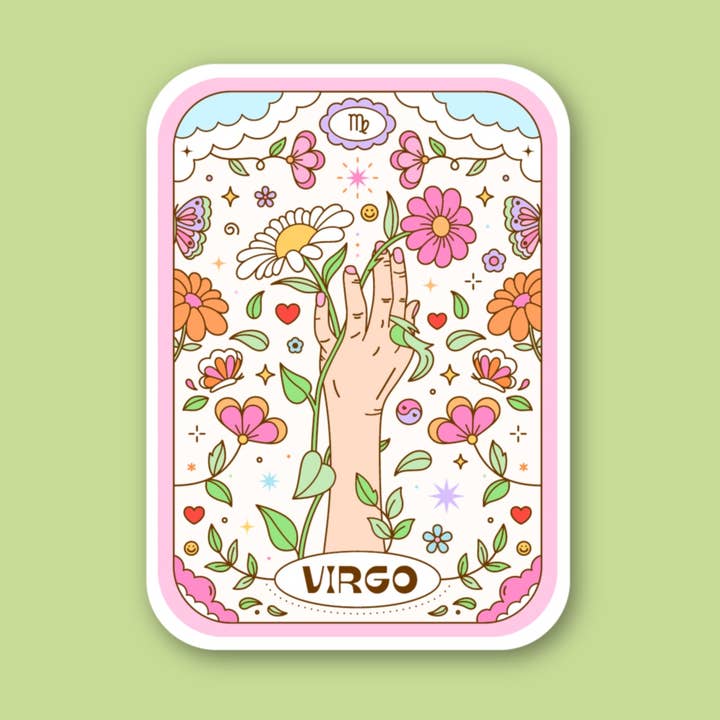 Sage and Virgo - Wholesale Sticker - Virgo, Girly Tarot Card Sticker0