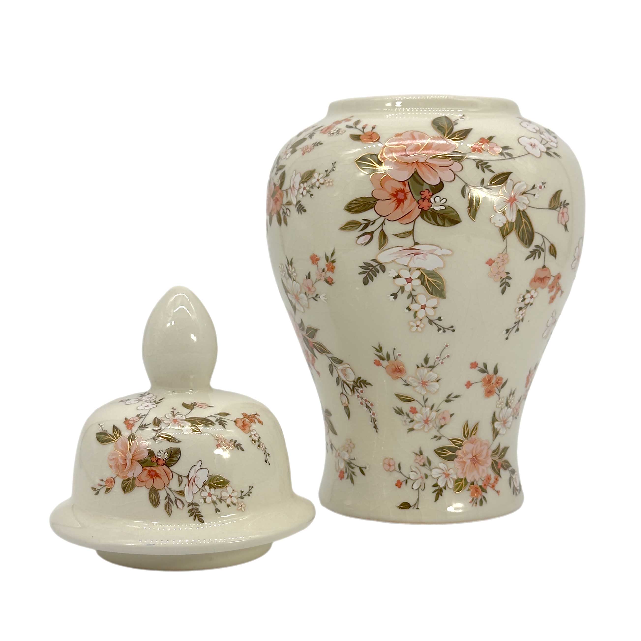 Galt International Company - Vente Bocal décoratif - Jarre en céramique chinoiserie florale 30 cm31