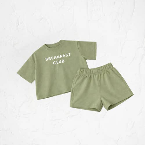 Ensemble Club de Petit-Déjeuner - Sauge pour la vente par Cotton Bloom Clothing