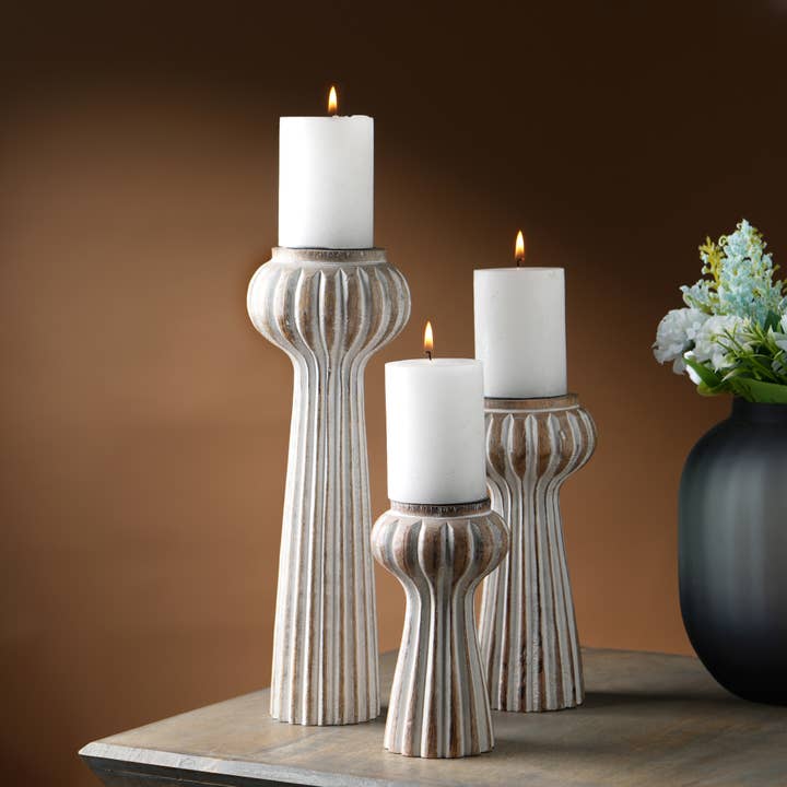 ExpoBazaar - Wholesale Candle holder - Candle Holder | 12" Decorative Wood Centerpiece Candle Stand