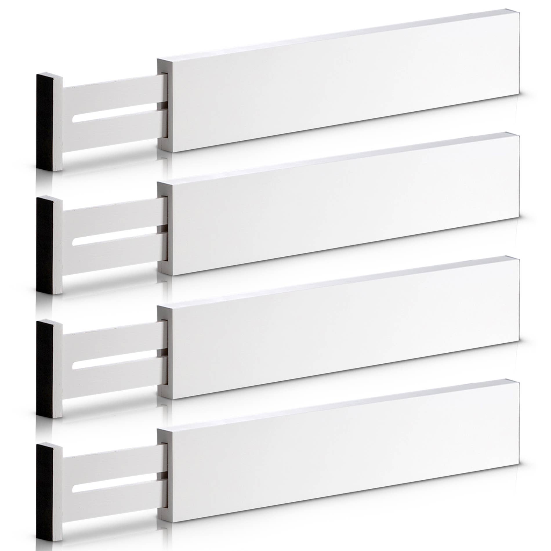 Bambusi - Wholesale Drawer Organizer - Bamboo Drawer Dividers, Adjustable, 4-Pack (White)12