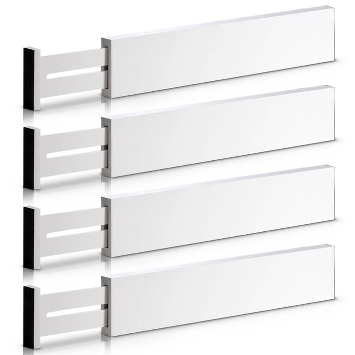 Bambusi - Wholesale Drawer Organizer - Bamboo Drawer Dividers, Adjustable, 4-Pack (White)12