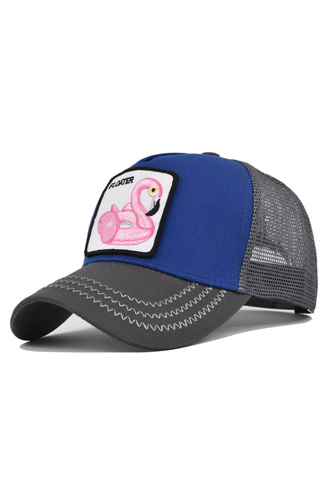 UNISHE - Vendita all'ingrosso Cappellino da camionista - Donna - Berretto da baseball con ricamo cigno rosa floater MOQ 3pcs DX0223
