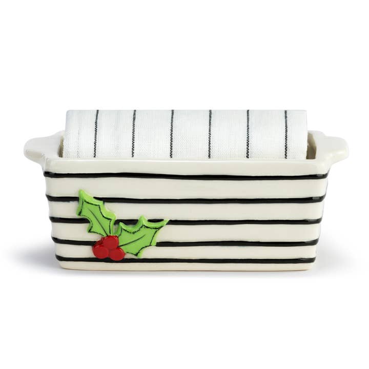 Mini Loaf Pan with Towel Set - Holly Berry for wholesale by DEMDACO