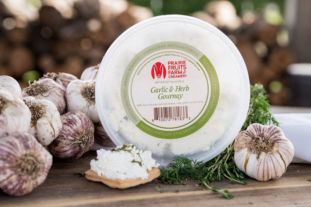 Prairie Fruits Farm & Creamery - Wholesale Kaas - Gournay- Knoflook- en kruidenblokjes van 6 oz (smeerbare kaas)0
