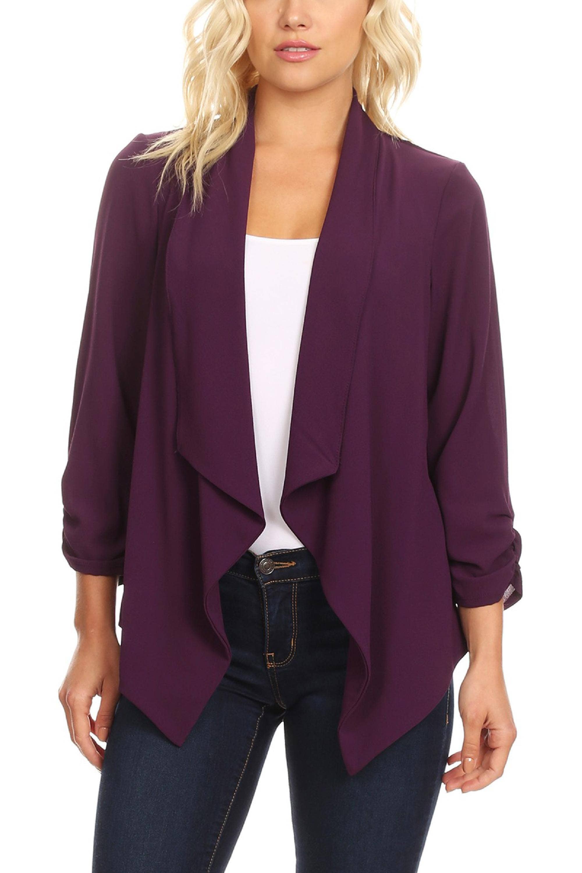 MOA COLLECTION - Wholesale Blazer - Women's - Women's Woven Casual Relaxed Fit Open Front Blazer Jacket33