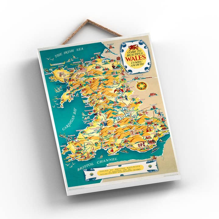 Vivid Squid Wholesale - Vendita all'ingrosso Mappe - P1154 - Mappa del Galles Ente turistico gallese Original National Rail1