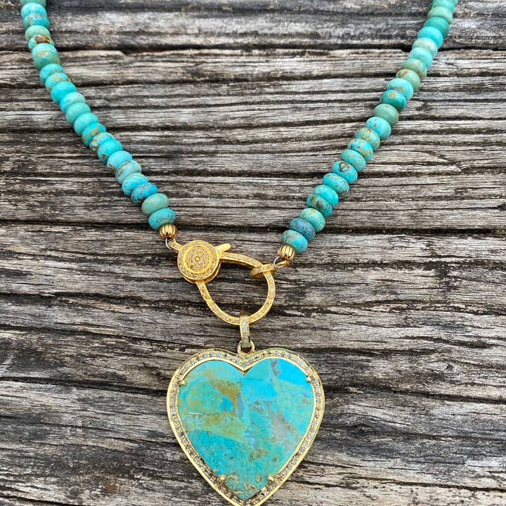 ILISSA MICHELE JEWELRY - Wholesale Beaded/Pearl Necklace - Turquoise Beaded Necklace with Diamond Clasp3