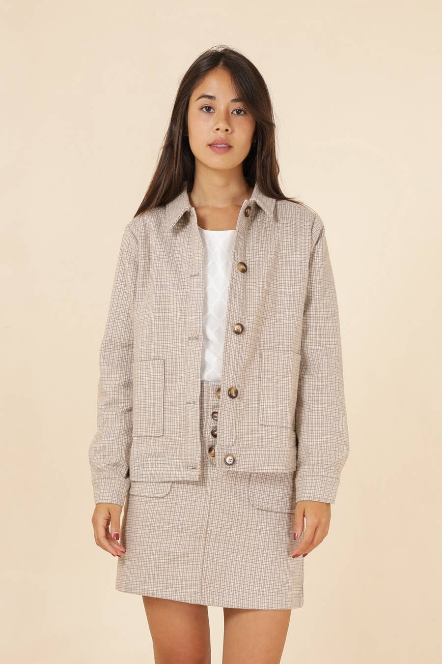 Calie Paris - Vendita all'ingrosso Giacca - Donna - Giacca Virgil a taglio dritto con bottoni frontali e tasche a toppa0