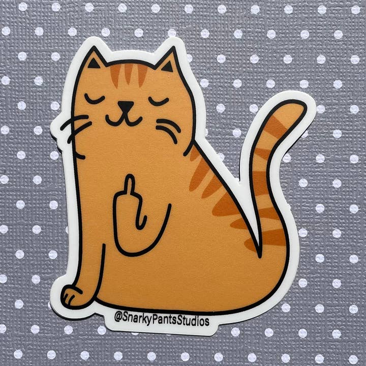 Orangefinger-Katzenaufkleber für den Großhandel von Snarky Pants Studios