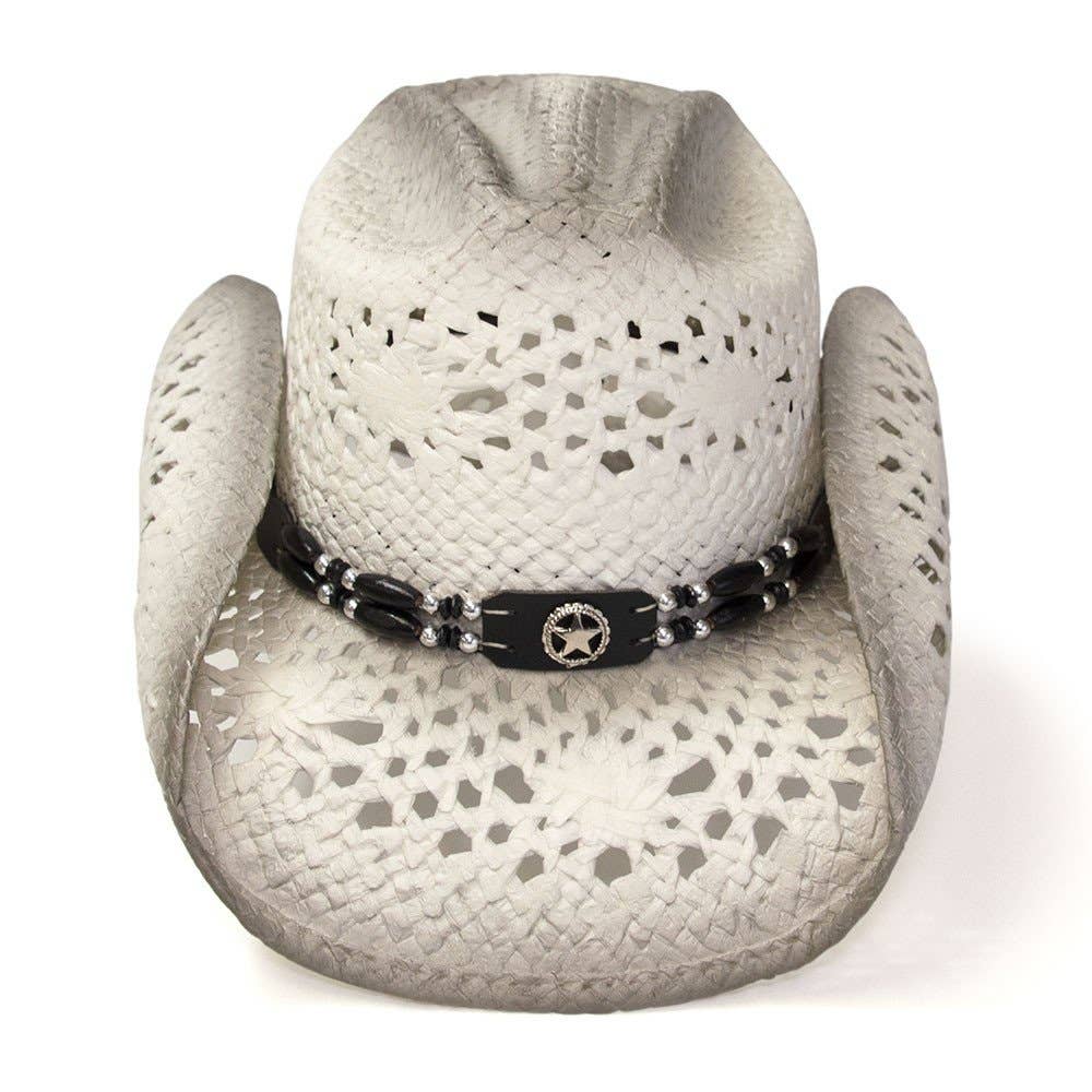Western Express - Vendita all'ingrosso Cappello da cowboy - Donna - Cappello da cowboy in paglia bianco e grigio3