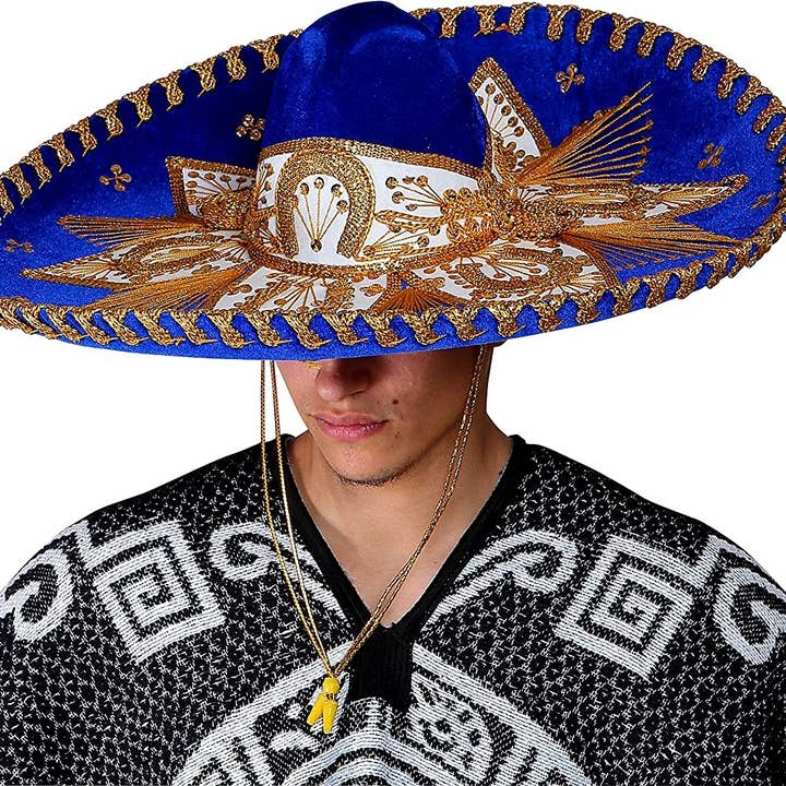 FESTMEX - Vendita all'ingrosso Costume di carnevale - Unisex - Autentico cappello messicano sombrero Mariachi Charro, cappello messicano premium per feste in maschera, 5 de Mayo, 16 de Septiembre