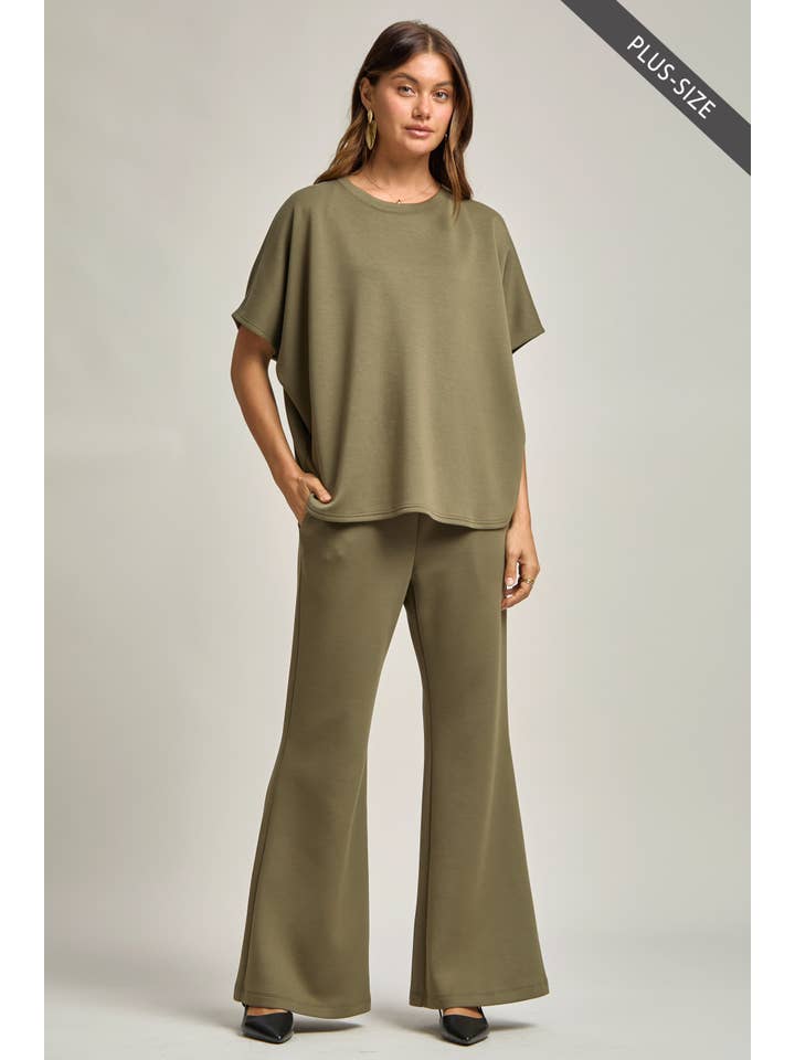 Dear Scarlett - Wholesale Top & Pant Set (NOT Loungewear) - Women's - PLUS SIZE Poncho Top + Bell Bottom Modal Set 6