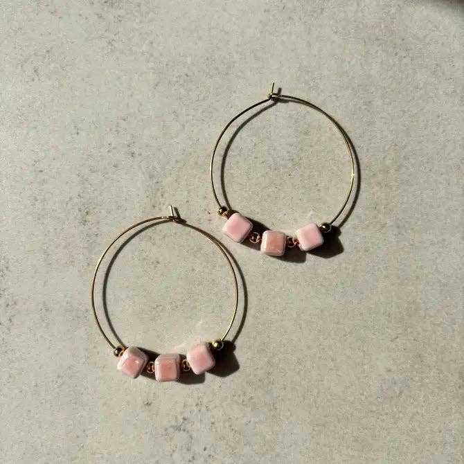 OE! - Vente Créoles - GRANITA - Boucles avec cubes en céramique vietrese1